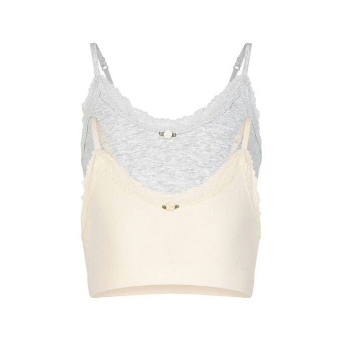 2 sztuki bawełnianych biustonoszy typu bralette dla młodzieży z koronką i bezszwową wypustką 2 sztuki bawełnianych biustonoszy typu bralette dla młodzieży z koronką i bezszwową wypustką