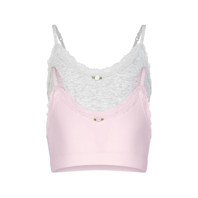 2 sztuki bawełnianych biustonoszy typu bralette dla młodzieży z koronką i bezszwową wypustką 2 sztuki bawełnianych biustonoszy typu bralette dla młodzieży z koronką i bezszwową wypustką