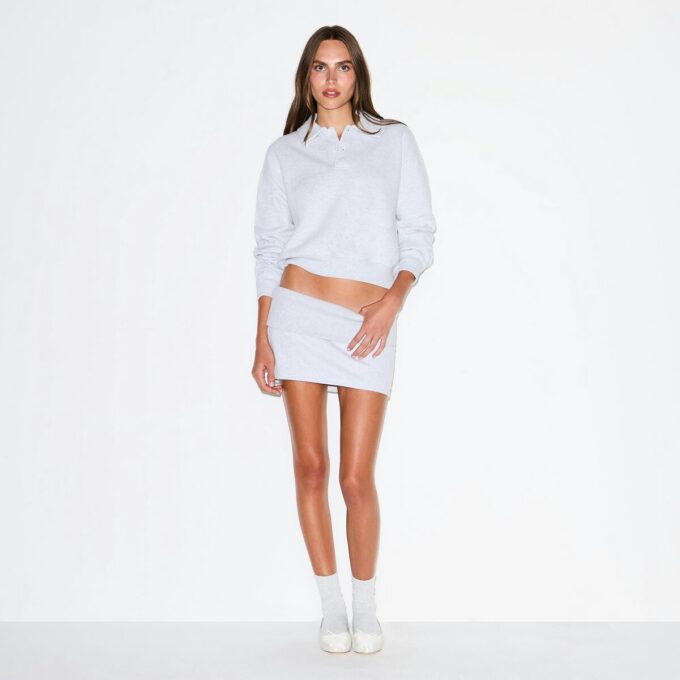BLUZA POLO Z POLARU BAWEŁNIANEGO