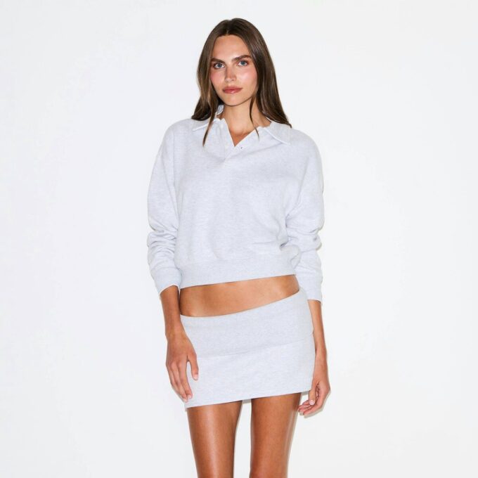 BLUZA POLO Z POLARU BAWEŁNIANEGO