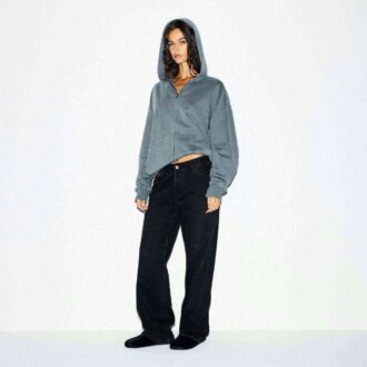 Bluza z kapturem Boyfriend z polaru, oversize, zapinana na suwak