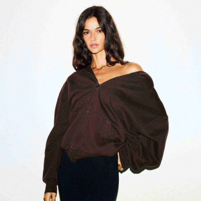Bluza z kapturem Boyfriend z polaru, oversize, zapinana na suwak