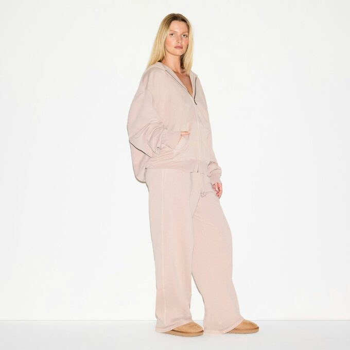 Bluza z kapturem Boyfriend z polaru, oversize, zapinana na suwak