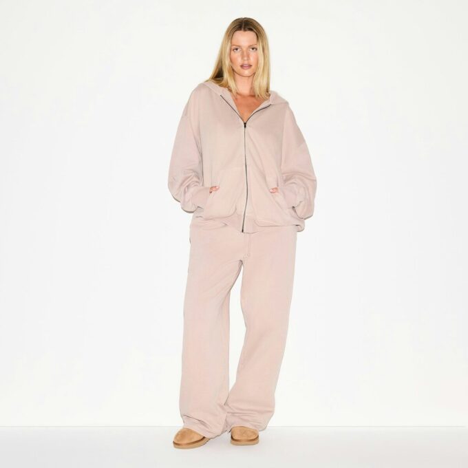 Bluza z kapturem Boyfriend z polaru, oversize, zapinana na suwak