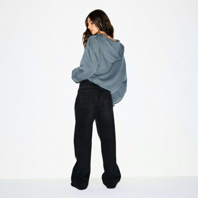 Bluza z kapturem Boyfriend z polaru, oversize, zapinana na suwak