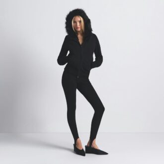 Bluza z kapturem z polaru bawełnianego z podszewką ze sztucznego futra, zapinana na suwak