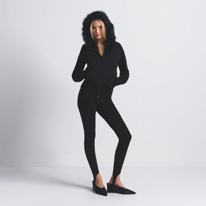 Bluza z kapturem z polaru bawełnianego z podszewką ze sztucznego futra, zapinana na suwak Bluza z kapturem z polaru bawełnianego z podszewką ze sztucznego futra, zapinana na suwak