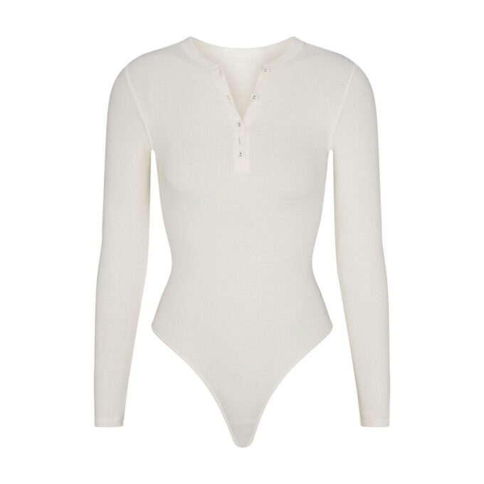 BODY HENLEY Z DŁUGIM RĘKAWEM Z BAWEŁNY ŚCIĄGANEJ BODY HENLEY Z DŁUGIM RĘKAWEM Z BAWEŁNY ŚCIĄGANEJ