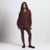 Koszula flanelowa do spania z kapturem oversize i zapięciem na guziki Koszula flanelowa do spania z kapturem oversize i zapięciem na guziki