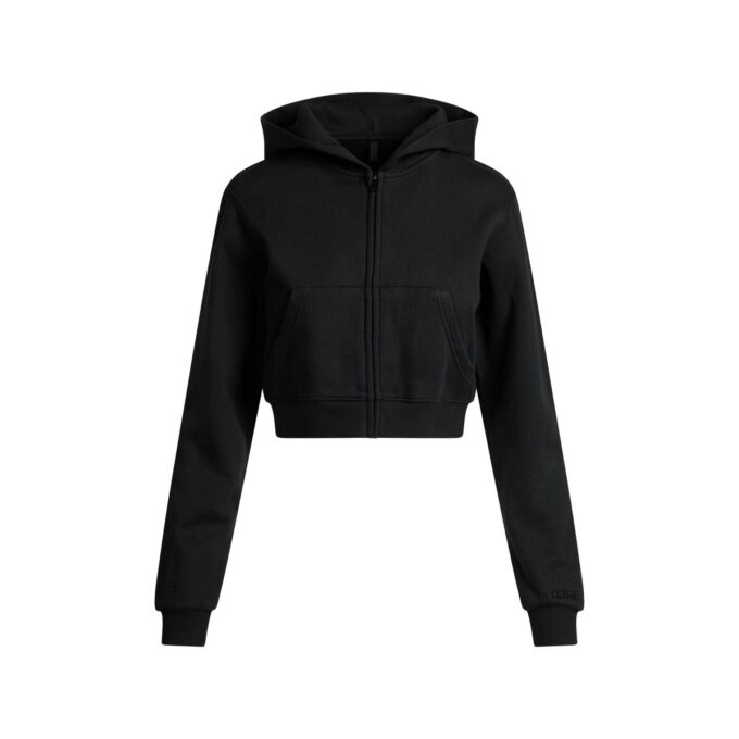 KRÓTKA BLUZA Z KAPTUREM Z POLARU BAWEŁNIANEGO ZAPIĘTA NA ROZPIĘCIE KRÓTKA BLUZA Z KAPTUREM Z POLARU BAWEŁNIANEGO ZAPIĘTA NA ROZPIĘCIE