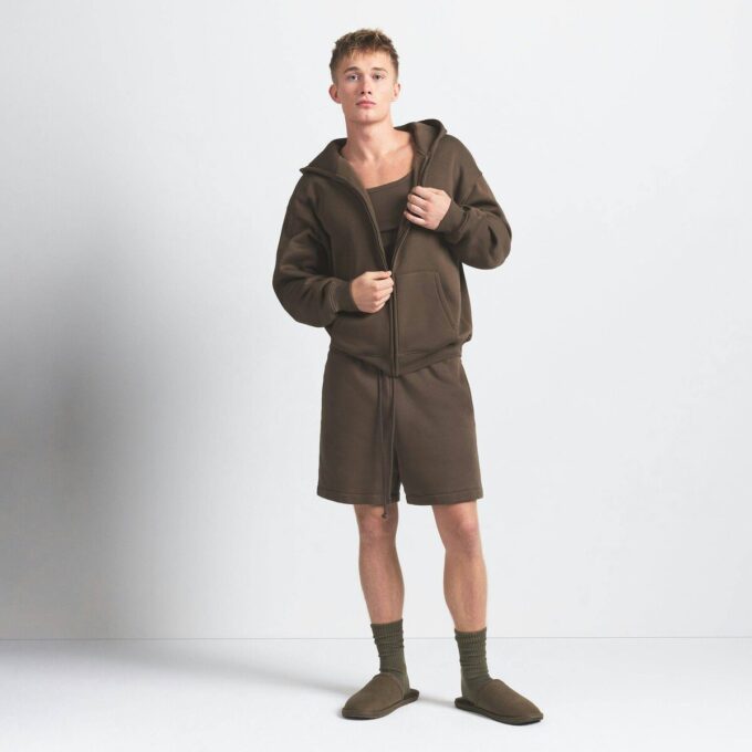 MĘSKA BLUZA Z KAPTUREM FLEECE LOUNGE Z LUŹNYM ROZPIĘCIEM MĘSKA BLUZA Z KAPTUREM FLEECE LOUNGE Z LUŹNYM ROZPIĘCIEM