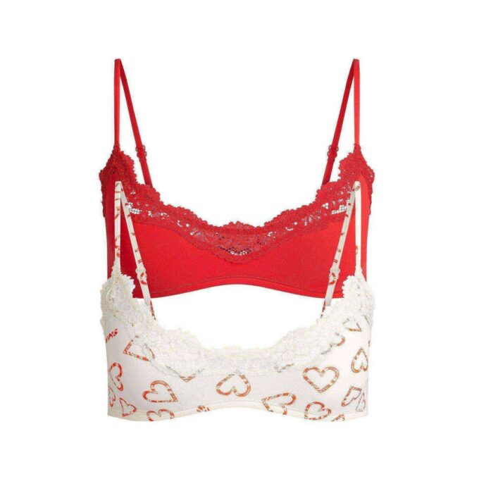 Pasuje do każdego, koronkowy biustonosz typu bralette z wycięciem w serek (2 sztuki) Pasuje do każdego, koronkowy biustonosz typu bralette z wycięciem w serek (2 sztuki)