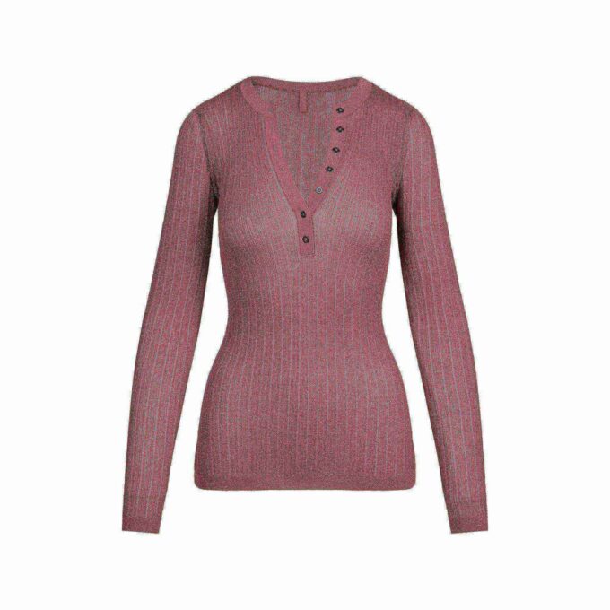 PRZEŹROCZYSTA DZIANINA Z DŁUGIM RĘKAWEM HENLEY PRZEŹROCZYSTA DZIANINA Z DŁUGIM RĘKAWEM HENLEY