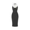 Sukienka midi typu halter z kryształkami i dzianiny z dekoltem typu halter Sukienka midi typu halter z kryształkami i dzianiny z dekoltem typu halter