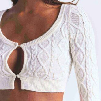 SWETER DZIANINOWY KRÓTKI KARDIGAN
