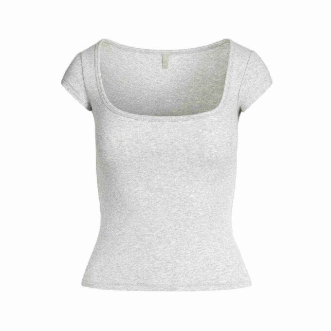 T-SHIRT Z BAWEŁNIANEGO JERSEYU Z OKRĄGŁYM DEKOLTEM T-SHIRT Z BAWEŁNIANEGO JERSEYU Z OKRĄGŁYM DEKOLTEM