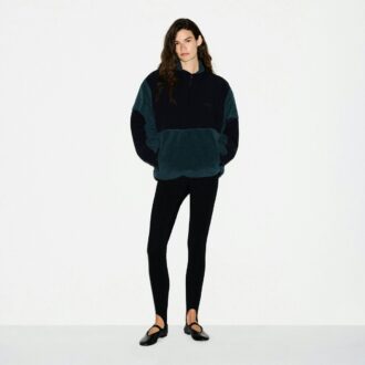 TEDDY OVERSIZE’OWY BLUZA Z ZAPIĘCIEM NA PÓŁ ZAMEK