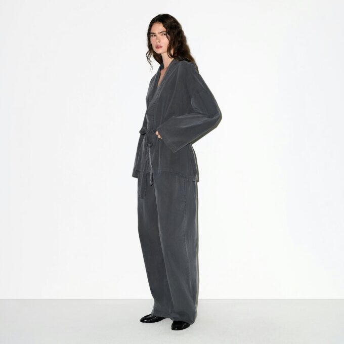 TKANY TOP OVERSIZE Z WIĄZANIEM WOVEN LOUNGE TKANY TOP OVERSIZE Z WIĄZANIEM WOVEN LOUNGE