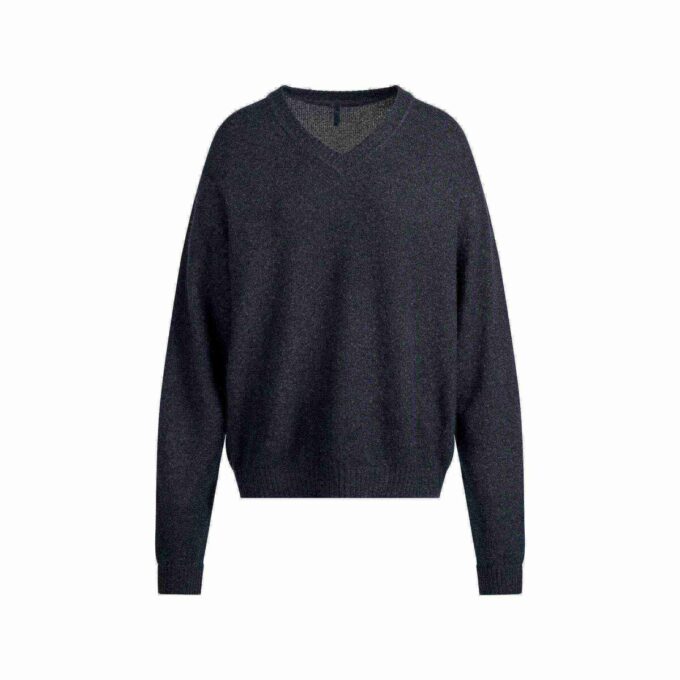 WEŁNIANY KASZMIROWY SWETER OVERSIZE Z DEKOLTEM W SZPIKU WEŁNIANY KASZMIROWY SWETER OVERSIZE Z DEKOLTEM W SZPIKU